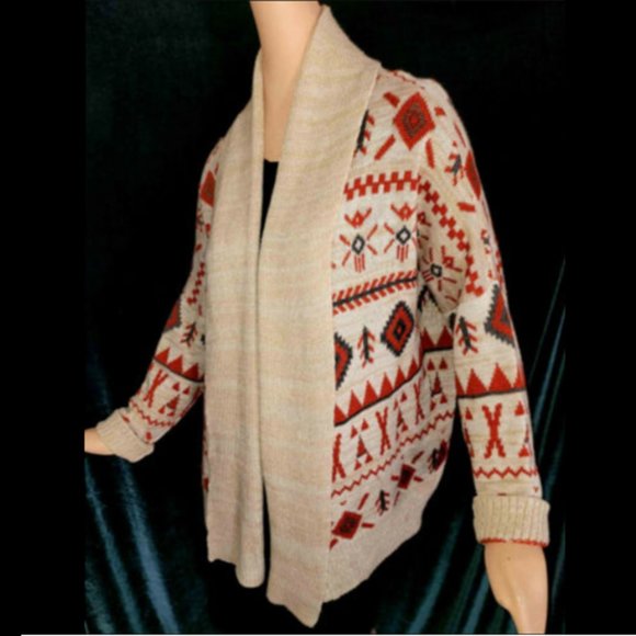 ROXY Aztec Open Front Knit Cardigan - Picture 1 of 6